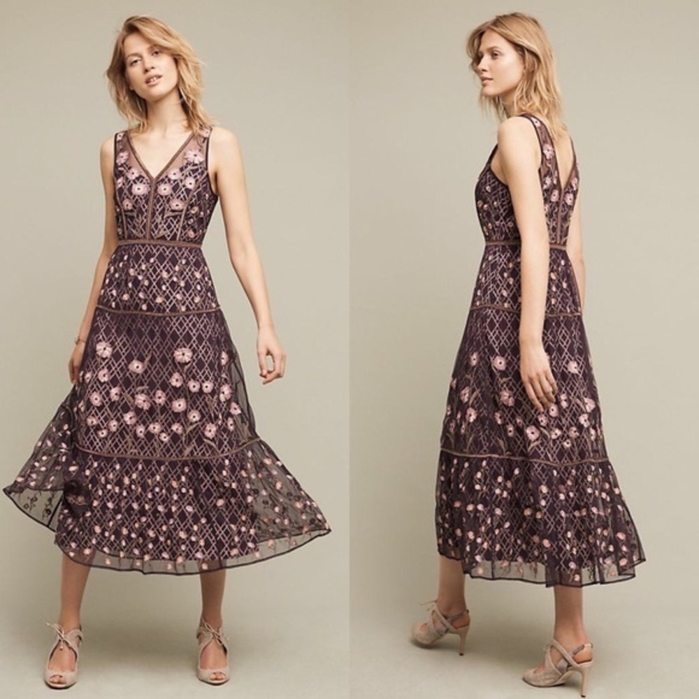Anthropologie Tansey Tulle Midi Dress 10